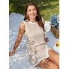 image:imageEVALESS 2 Piece Sets Women Summer Workout Outfits  Ribbed Knit Tank Top and Lined Split Skirt Womens Two Pieces Lounge Matching Set Travel Vacation Athletic Casual WearLight Khaki