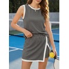 image:imageEVALESS 2 Piece Sets Women Summer Workout Outfits  Ribbed Knit Tank Top and Lined Split Skirt Womens Two Pieces Lounge Matching Set Travel Vacation Athletic Casual WearGrey