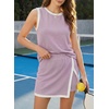 image:imageEVALESS 2 Piece Sets Women Summer Workout Outfits  Ribbed Knit Tank Top and Lined Split Skirt Womens Two Pieces Lounge Matching Set Travel Vacation Athletic Casual WearLight Purple