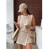 image:imageEVALESS 2 Piece Sets Women Summer Workout Outfits  Ribbed Knit Tank Top and Lined Split Skirt Womens Two Pieces Lounge Matching Set Travel Vacation Athletic Casual WearLight Khaki