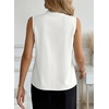 image:imageEVALESS Business Casual Tops for Women Button Down Work Sleeveless Blouses  Pleated V Neck Professional Tank Top Trendy 2026Fall Shirts Under BlazersOffice Interview OutfitsLightweightBreathableWhite