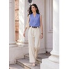 image:imageEVALESS Business Casual Tops for Women Button Down Work Sleeveless Blouses  Pleated V Neck Professional Tank Top Trendy 2026Fall Shirts Under BlazersOffice Interview OutfitsLightweightBreathableSky Blue