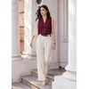 image:imageEVALESS Business Casual Tops for Women Button Down Work Sleeveless Blouses  Pleated V Neck Professional Tank Top Trendy 2026Fall Shirts Under BlazersOffice Interview OutfitsLightweightBreathableBurgundy