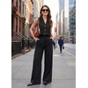 image:imageEVALESS Business Casual Tops for Women Button Down Work Sleeveless Blouses  Pleated V Neck Professional Tank Top Trendy 2026Fall Shirts Under BlazersOffice Interview OutfitsLightweightBreathableBlack