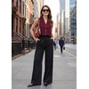 image:imageEVALESS Business Casual Tops for Women Button Down Work Sleeveless Blouses  Pleated V Neck Professional Tank Top Trendy 2026Fall Shirts Under BlazersOffice Interview OutfitsLightweightBreathableBurgundy
