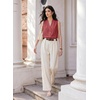 image:imageEVALESS Business Casual Tops for Women Button Down Work Sleeveless Blouses  Pleated V Neck Professional Tank Top Trendy 2026Fall Shirts Under BlazersOffice Interview OutfitsLightweightBreathableMineral Red
