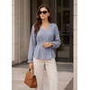 image:imageEVALESS Peplum Tops for Women Fall Long Sleeve Shirts  Smocked Waist Business Casual Dressy BlousesWork Office Interview Corporate Professional Formal OutfitsDate Night ClothesBeau Blue