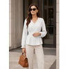 image:imageEVALESS Peplum Tops for Women Fall Long Sleeve Shirts  Smocked Waist Business Casual Dressy BlousesWork Office Interview Corporate Professional Formal OutfitsDate Night ClothesWhite