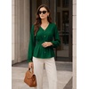 image:imageEVALESS Peplum Tops for Women Fall Long Sleeve Shirts  Smocked Waist Business Casual Dressy BlousesWork Office Interview Corporate Professional Formal OutfitsDate Night ClothesDark Green