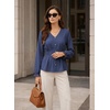 image:imageEVALESS Peplum Tops for Women Fall Long Sleeve Shirts  Smocked Waist Business Casual Dressy BlousesWork Office Interview Corporate Professional Formal OutfitsDate Night ClothesDark Blue
