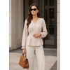 image:imageEVALESS Peplum Tops for Women Fall Long Sleeve Shirts  Smocked Waist Business Casual Dressy BlousesWork Office Interview Corporate Professional Formal OutfitsDate Night ClothesOatmeal