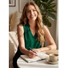 image:imageEVALESS Tank Tops for Women Lace Trim Sleeveless Blouses  Summer Business Casual TopWork Office Interview Professional OutfitsFall Layed Clothes under Blazers and Suit JacketsDark Green