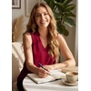 image:imageEVALESS Tank Tops for Women Lace Trim Sleeveless Blouses  Summer Business Casual TopWork Office Interview Professional OutfitsFall Layed Clothes under Blazers and Suit JacketsFiery Red