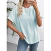 image:imageEVALESS Womens Tops Teacher Outfits Short Sleeve Cute Ribbed Stripes Tshirt  Teacher Outfits for WomenCasual Womens TopsDressy Casual Ribbed Stripes TshirtRound Neck Summer Fashion Outfits 202601 Beau Blue