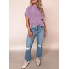 image:imageEVALESS Womens Tops Teacher Outfits Short Sleeve Cute Ribbed Stripes Tshirt  Teacher Outfits for WomenCasual Womens TopsDressy Casual Ribbed Stripes TshirtRound Neck Summer Fashion Outfits 2026Purple