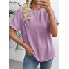 image:imageEVALESS Womens Tops Teacher Outfits Short Sleeve Cute Ribbed Stripes Tshirt  Teacher Outfits for WomenCasual Womens TopsDressy Casual Ribbed Stripes TshirtRound Neck Summer Fashion Outfits 2026Purple