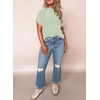 image:imageEVALESS Womens Tops Teacher Outfits Short Sleeve Cute Ribbed Stripes Tshirt  Teacher Outfits for WomenCasual Womens TopsDressy Casual Ribbed Stripes TshirtRound Neck Summer Fashion Outfits 202603 Light Green