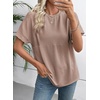 image:imageEVALESS Womens Tops Teacher Outfits Short Sleeve Cute Ribbed Stripes Tshirt  Teacher Outfits for WomenCasual Womens TopsDressy Casual Ribbed Stripes TshirtRound Neck Summer Fashion Outfits 202603 Dark Brown