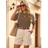 image:imageEVALESS Womens Tops Teacher Outfits Short Sleeve Cute Ribbed Stripes Tshirt  Teacher Outfits for WomenCasual Womens TopsDressy Casual Ribbed Stripes TshirtRound Neck Summer Fashion Outfits 2026Chestnut