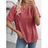 image:imageEVALESS Womens Tops Teacher Outfits Short Sleeve Cute Ribbed Stripes Tshirt  Teacher Outfits for WomenCasual Womens TopsDressy Casual Ribbed Stripes TshirtRound Neck Summer Fashion Outfits 2026Racing Red