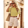 image:imageEVALESS Womens Tops Teacher Outfits Short Sleeve Cute Ribbed Stripes Tshirt  Teacher Outfits for WomenCasual Womens TopsDressy Casual Ribbed Stripes TshirtRound Neck Summer Fashion Outfits 2026Yellow