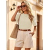 image:imageEVALESS Womens Tops Teacher Outfits Short Sleeve Cute Ribbed Stripes Tshirt  Teacher Outfits for WomenCasual Womens TopsDressy Casual Ribbed Stripes TshirtRound Neck Summer Fashion Outfits 2026Beige