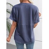 image:imageEVALESS Womens Tops Teacher Outfits Short Sleeve Cute Ribbed Stripes Tshirt  Teacher Outfits for WomenCasual Womens TopsDressy Casual Ribbed Stripes TshirtRound Neck Summer Fashion Outfits 202603 Dark Blue