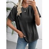 image:imageEVALESS Womens Tops Teacher Outfits Short Sleeve Cute Ribbed Stripes Tshirt  Teacher Outfits for WomenCasual Womens TopsDressy Casual Ribbed Stripes TshirtRound Neck Summer Fashion Outfits 202602 Black