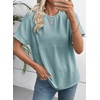 image:imageEVALESS Womens Tops Teacher Outfits Short Sleeve Cute Ribbed Stripes Tshirt  Teacher Outfits for WomenCasual Womens TopsDressy Casual Ribbed Stripes TshirtRound Neck Summer Fashion Outfits 2026Haze Blue