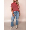 image:imageEVALESS Womens Tops Teacher Outfits Short Sleeve Cute Ribbed Stripes Tshirt  Teacher Outfits for WomenCasual Womens TopsDressy Casual Ribbed Stripes TshirtRound Neck Summer Fashion Outfits 2026Racing Red