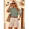 image:imageEVALESS Womens Tops Teacher Outfits Short Sleeve Cute Ribbed Stripes Tshirt  Teacher Outfits for WomenCasual Womens TopsDressy Casual Ribbed Stripes TshirtRound Neck Summer Fashion Outfits 2026Vineyard Green