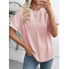 image:imageEVALESS Womens Tops Teacher Outfits Short Sleeve Cute Ribbed Stripes Tshirt  Teacher Outfits for WomenCasual Womens TopsDressy Casual Ribbed Stripes TshirtRound Neck Summer Fashion Outfits 2026Pink