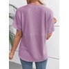 image:imageEVALESS Womens Tops Teacher Outfits Short Sleeve Cute Ribbed Stripes Tshirt  Teacher Outfits for WomenCasual Womens TopsDressy Casual Ribbed Stripes TshirtRound Neck Summer Fashion Outfits 2026Purple