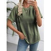 image:imageEVALESS Womens Tops Teacher Outfits Short Sleeve Cute Ribbed Stripes Tshirt  Teacher Outfits for WomenCasual Womens TopsDressy Casual Ribbed Stripes TshirtRound Neck Summer Fashion Outfits 202601 Blackish Green