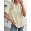 image:imageEVALESS Womens Tops Teacher Outfits Short Sleeve Cute Ribbed Stripes Tshirt  Teacher Outfits for WomenCasual Womens TopsDressy Casual Ribbed Stripes TshirtRound Neck Summer Fashion Outfits 2026Beige