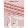 image:imageEVALESS Womens Tops Teacher Outfits Short Sleeve Cute Ribbed Stripes Tshirt  Teacher Outfits for WomenCasual Womens TopsDressy Casual Ribbed Stripes TshirtRound Neck Summer Fashion Outfits 2026Pink