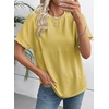 image:imageEVALESS Womens Tops Teacher Outfits Short Sleeve Cute Ribbed Stripes Tshirt  Teacher Outfits for WomenCasual Womens TopsDressy Casual Ribbed Stripes TshirtRound Neck Summer Fashion Outfits 2026Yellow