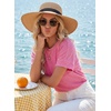 image:imageEVALESS Womens Tops Teacher Outfits Short Sleeve Cute Ribbed Stripes Tshirt  Teacher Outfits for WomenCasual Womens TopsDressy Casual Ribbed Stripes TshirtRound Neck Summer Fashion Outfits 202602 Bright Pink