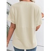 image:imageEVALESS Womens Tops Teacher Outfits Short Sleeve Cute Ribbed Stripes Tshirt  Teacher Outfits for WomenCasual Womens TopsDressy Casual Ribbed Stripes TshirtRound Neck Summer Fashion Outfits 2026Beige
