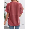 image:imageEVALESS Womens Tops Teacher Outfits Short Sleeve Cute Ribbed Stripes Tshirt  Teacher Outfits for WomenCasual Womens TopsDressy Casual Ribbed Stripes TshirtRound Neck Summer Fashion Outfits 2026Racing Red
