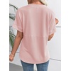 image:imageEVALESS Womens Tops Teacher Outfits Short Sleeve Cute Ribbed Stripes Tshirt  Teacher Outfits for WomenCasual Womens TopsDressy Casual Ribbed Stripes TshirtRound Neck Summer Fashion Outfits 2026Pink