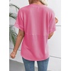 image:imageEVALESS Womens Tops Teacher Outfits Short Sleeve Cute Ribbed Stripes Tshirt  Teacher Outfits for WomenCasual Womens TopsDressy Casual Ribbed Stripes TshirtRound Neck Summer Fashion Outfits 202602 Bright Pink
