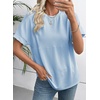 image:imageEVALESS Womens Tops Teacher Outfits Short Sleeve Cute Ribbed Stripes Tshirt  Teacher Outfits for WomenCasual Womens TopsDressy Casual Ribbed Stripes TshirtRound Neck Summer Fashion Outfits 2026Sky Blue