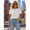 image:imageEVALESS Womens Tops Teacher Outfits Short Sleeve Cute Ribbed Stripes Tshirt  Teacher Outfits for WomenCasual Womens TopsDressy Casual Ribbed Stripes TshirtRound Neck Summer Fashion Outfits 202603 White