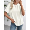 image:imageEVALESS Womens Tops Teacher Outfits Short Sleeve Cute Ribbed Stripes Tshirt  Teacher Outfits for WomenCasual Womens TopsDressy Casual Ribbed Stripes TshirtRound Neck Summer Fashion Outfits 202603 White