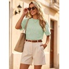 image:imageEVALESS Womens Tops Teacher Outfits Short Sleeve Cute Ribbed Stripes Tshirt  Teacher Outfits for WomenCasual Womens TopsDressy Casual Ribbed Stripes TshirtRound Neck Summer Fashion Outfits 202603 Light Green