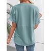 image:imageEVALESS Womens Tops Teacher Outfits Short Sleeve Cute Ribbed Stripes Tshirt  Teacher Outfits for WomenCasual Womens TopsDressy Casual Ribbed Stripes TshirtRound Neck Summer Fashion Outfits 2026Haze Blue