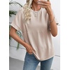 image:imageEVALESS Womens Tops Teacher Outfits Short Sleeve Cute Ribbed Stripes Tshirt  Teacher Outfits for WomenCasual Womens TopsDressy Casual Ribbed Stripes TshirtRound Neck Summer Fashion Outfits 202603 Light Khaki