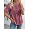 image:imageEVALESS Womens Tops Teacher Outfits Short Sleeve Cute Ribbed Stripes Tshirt  Teacher Outfits for WomenCasual Womens TopsDressy Casual Ribbed Stripes TshirtRound Neck Summer Fashion Outfits 202603 Mineral Red