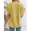 image:imageEVALESS Womens Tops Teacher Outfits Short Sleeve Cute Ribbed Stripes Tshirt  Teacher Outfits for WomenCasual Womens TopsDressy Casual Ribbed Stripes TshirtRound Neck Summer Fashion Outfits 2026Yellow